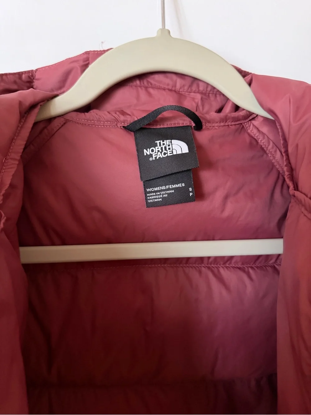 The North Face dusty rose puffer down jacket